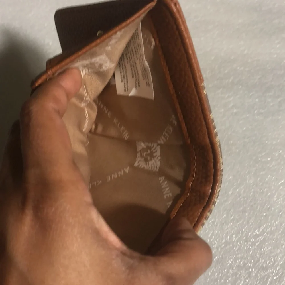 Anne Klein small fold brown wallet with golden details - Picture 9 of 13